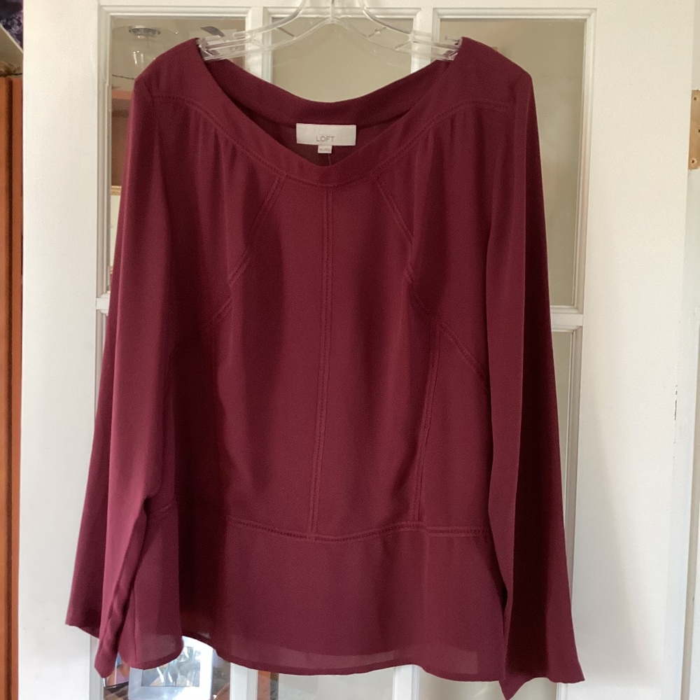Loft - Long Sleeve Plum Blouse XXL